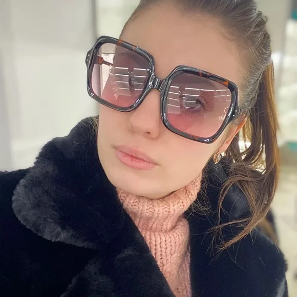 Sunglasses square oversize summer women champagne black pink luxury - Picture 14 of 14